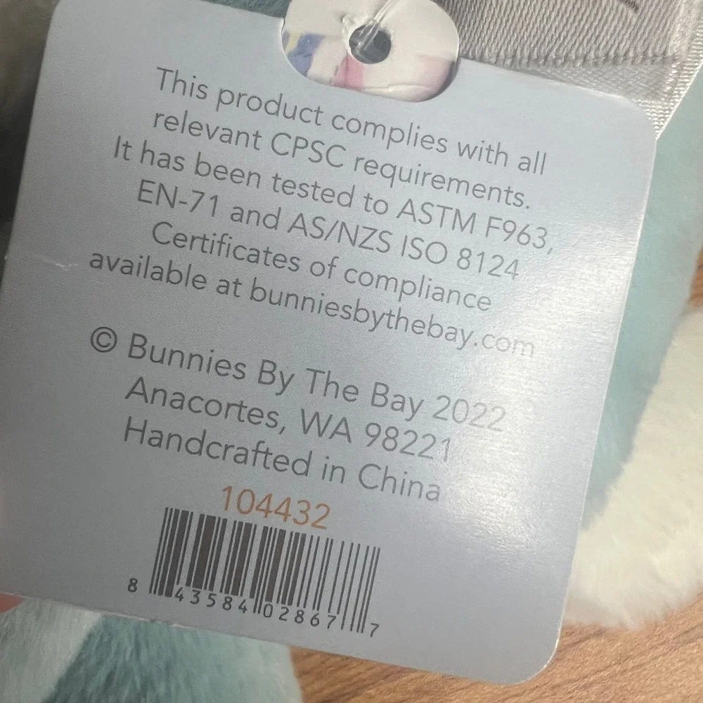 Bunnies By The Bay 12 In Blue White Little Nibble Floppy Bunny Rabbit NWT